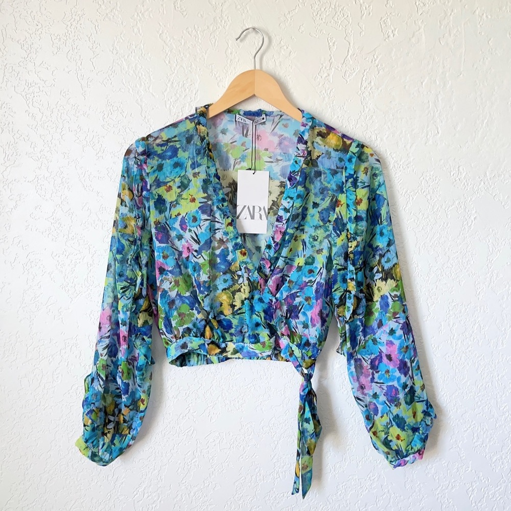 Zara Ruffled Print Blouse